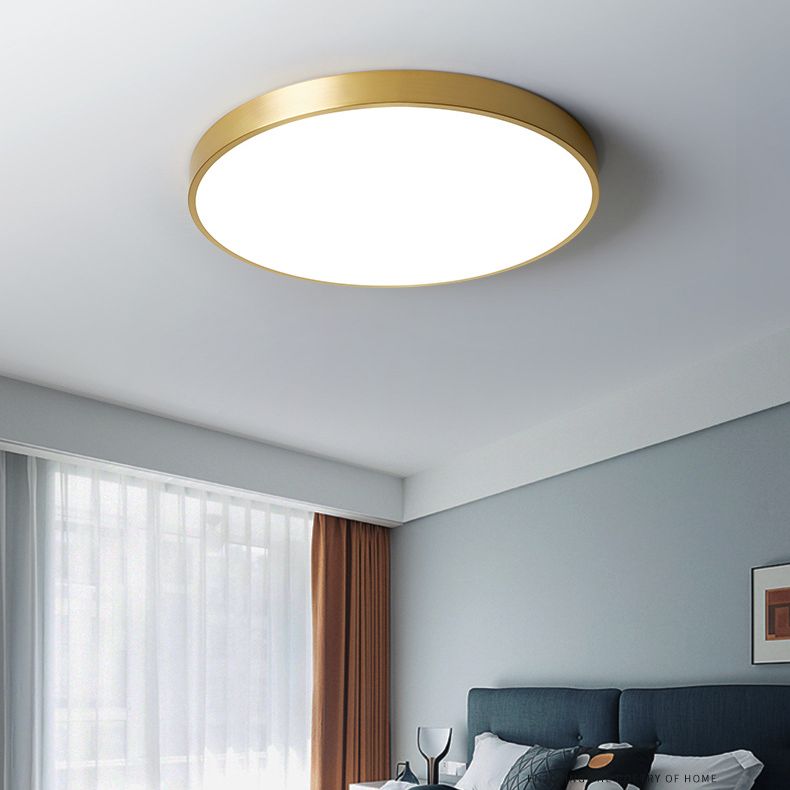 Kreisförmige Deckenleuchten im modernen Stil, 1-Licht-Acryl-Einbauleuchte aus Messing