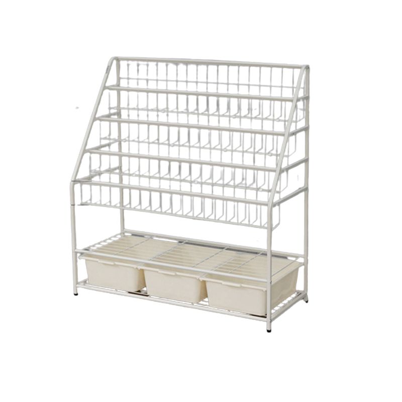Pure White Shelf Bookcase Metal 6 Shelves Bookcase 37.8" H x 14.6" W