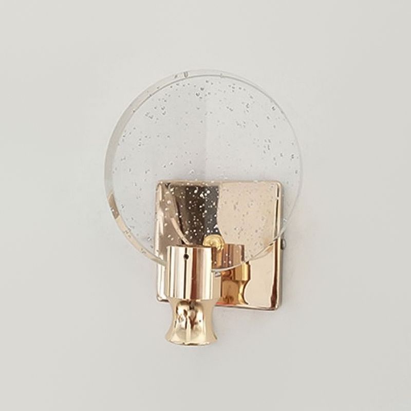 Crystal Round Vanity Wall Sconce Modern Style 1 Light Vanity Lighting Fixtures