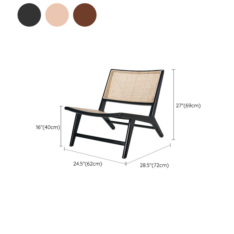 Leather Woven Back Chair Basic Four Leg Lounge Chair for Living Room