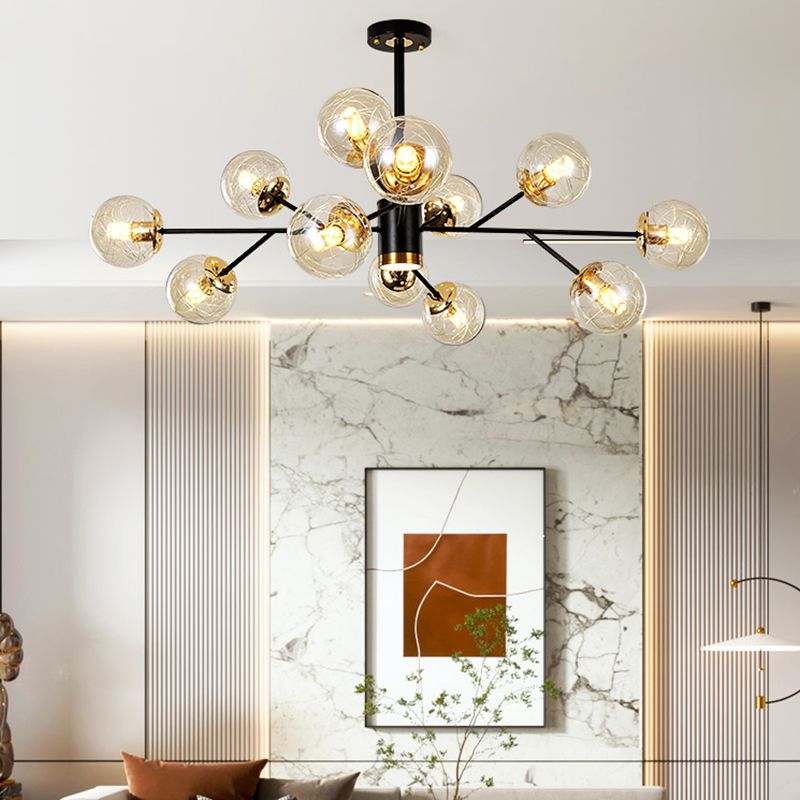 Contemporary Sphere Chandelier Lights Glass Chandelier Pendant Light in Black
