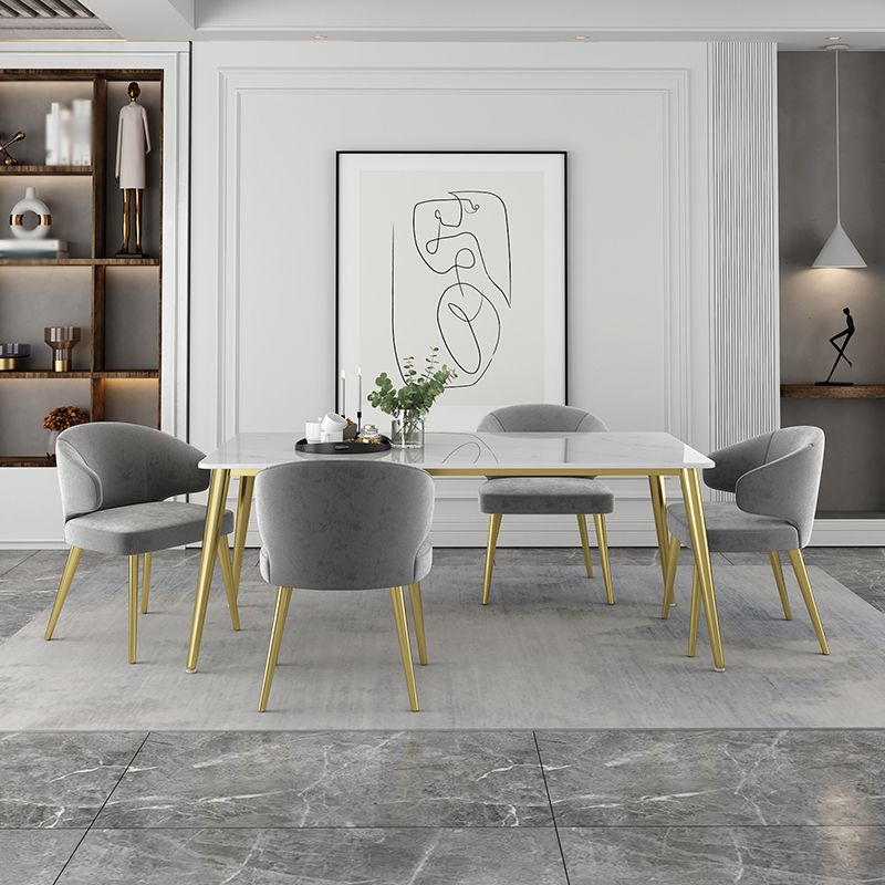 Glam White Sintered Stone Dining Table Set 1/2/5/7 Pieces Dining Set for Dining Areas