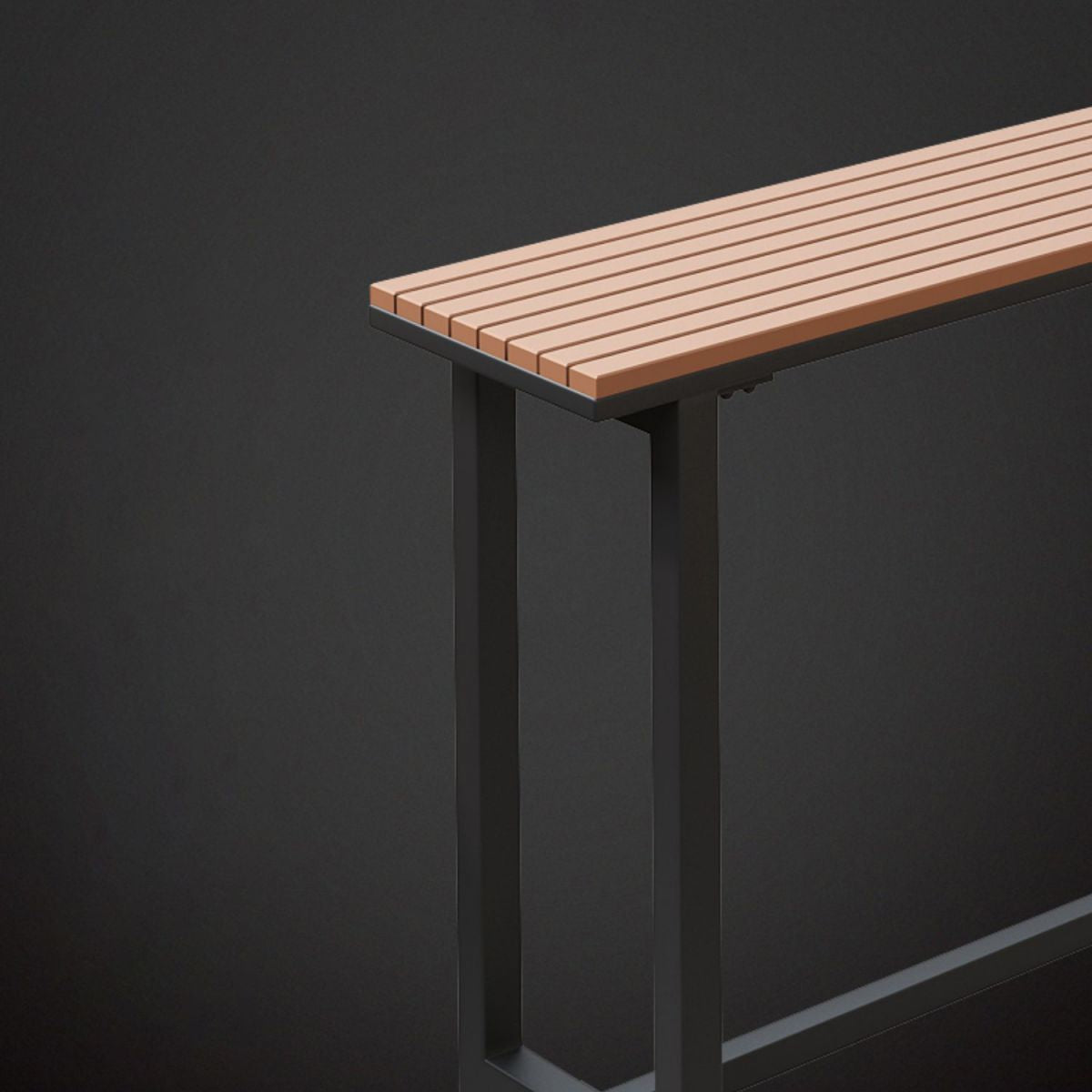 Brown Faux Wood Top Bar Table Contemporary Metal Frame Pub Table