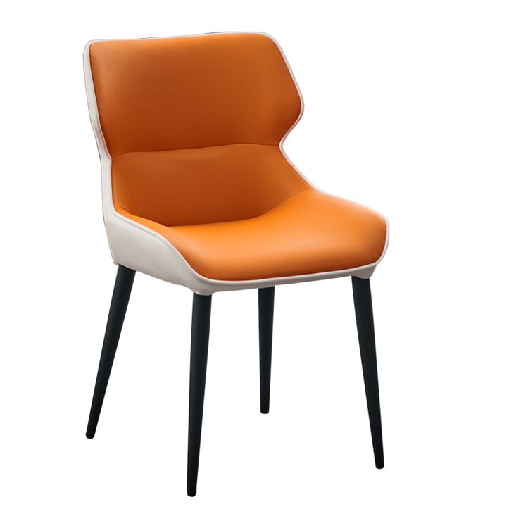 Sillas de comedor de cuero de estilo minimalista Sillas laterales con brazo Parsons y respaldo (juego de 2)