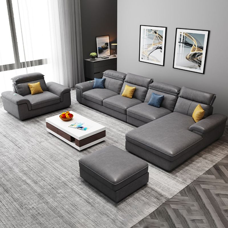 4-seat Sewn Pillow Back Faux Leather Sofa Vintage Pillow Top Arm Sofa