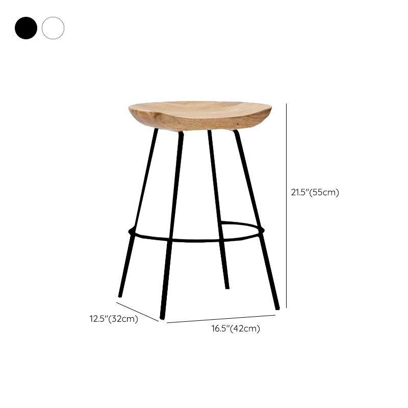 Contemporary Solid Wood Counter Stool Saddle Seat Living Room Bar Stool