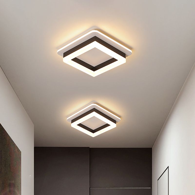 Ronde/vierkante inbouwplafondlamp Minimalistisch acryl Zwart/wit LED-inbouwverlichting in warm/wit licht voor slaapkamer