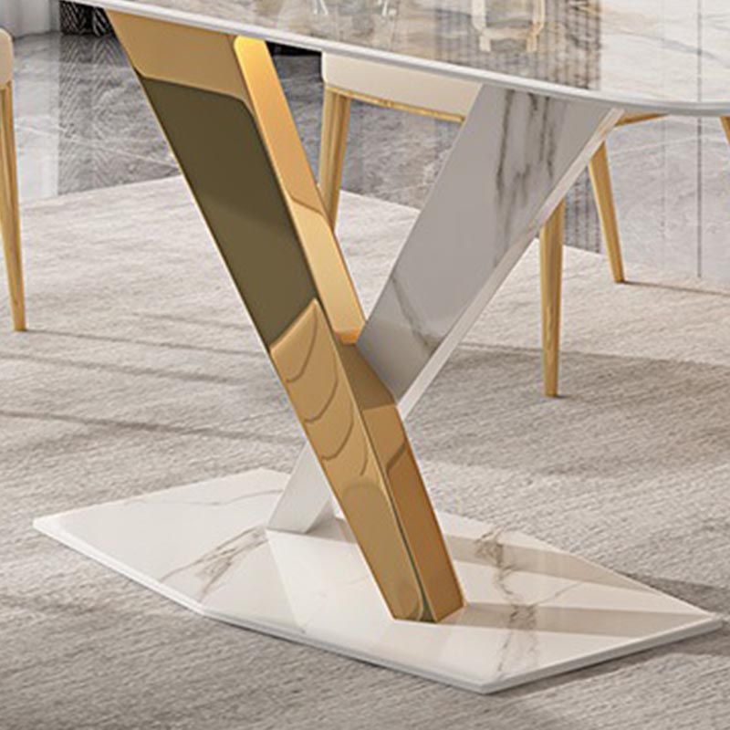 Glam Dining Table Set 1/2/5/7 Pcs Rectangle Dining Table with Upholstered Chairs