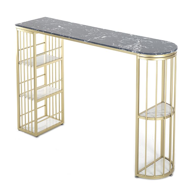 Glam Specialty Bar Dining Table Stone Bistro Bar Table with Shelves