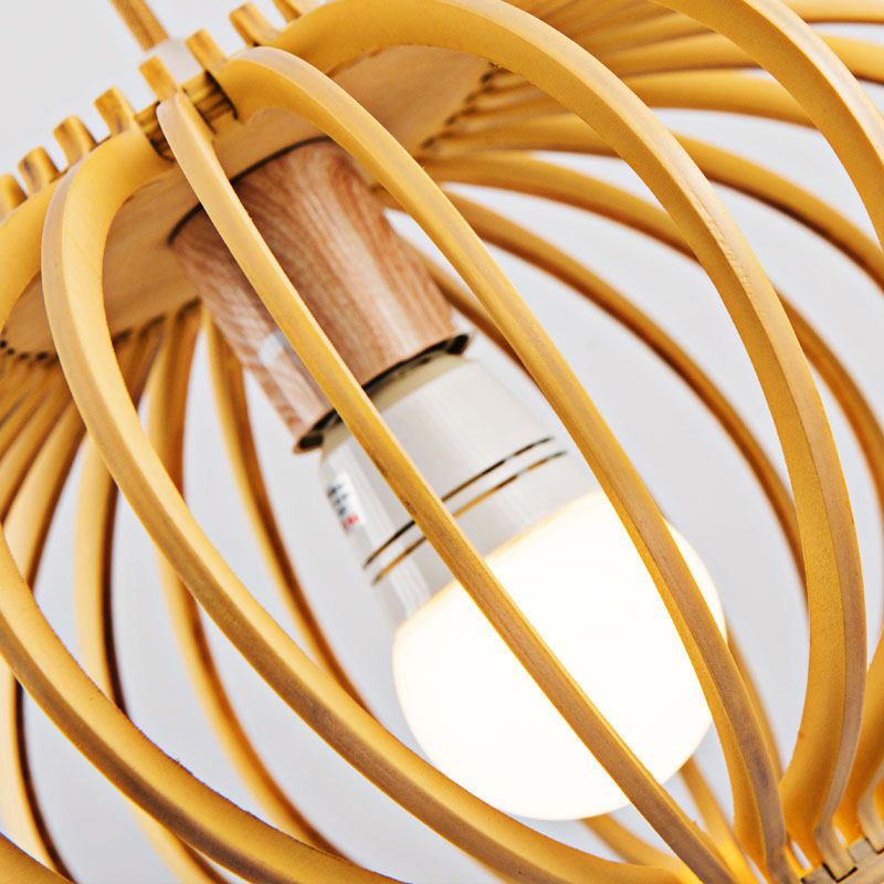 Lámpara colgante de láser negro/amarillo contemporáneo 1 cabezal de madera de techo de madera luz para restaurante