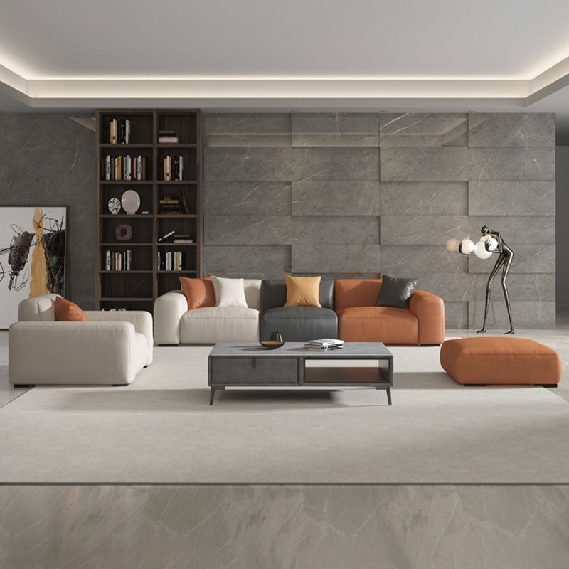 Contemporary Cushions Standard Seating Square Arm Sofa with Pillows