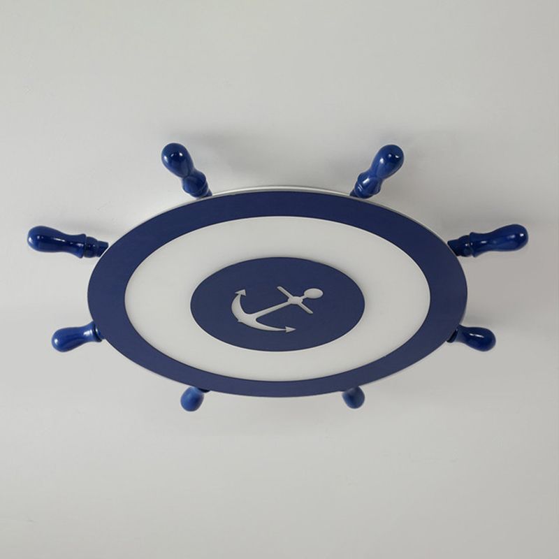 Plafonnier LED en acrylique bleu à montage encastré en forme de gouvernail pour chambre d'enfant