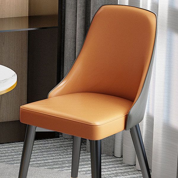 Glam Metal Dining Room Chair Faux Leather Parsons Chairs for Home Use