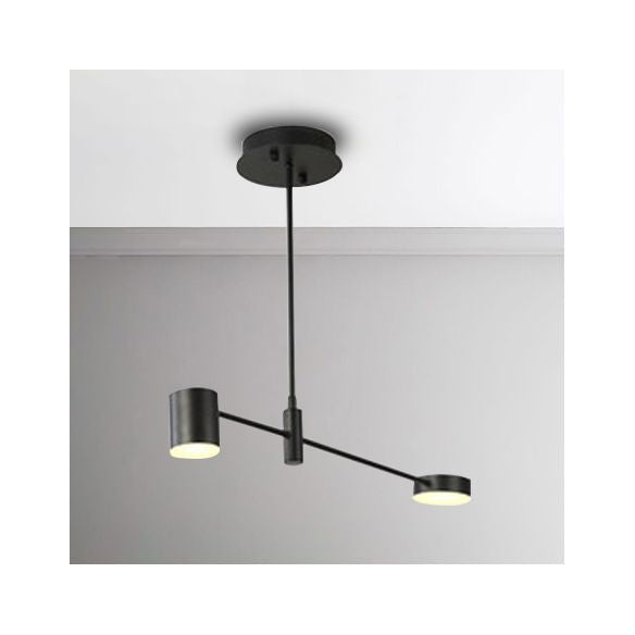 Multi Tiers Asymmetrical Chandelier Light Metal Simple Style 2/4/6/8 Heads Black/White Pendant Light in Warm/White/Third Gear