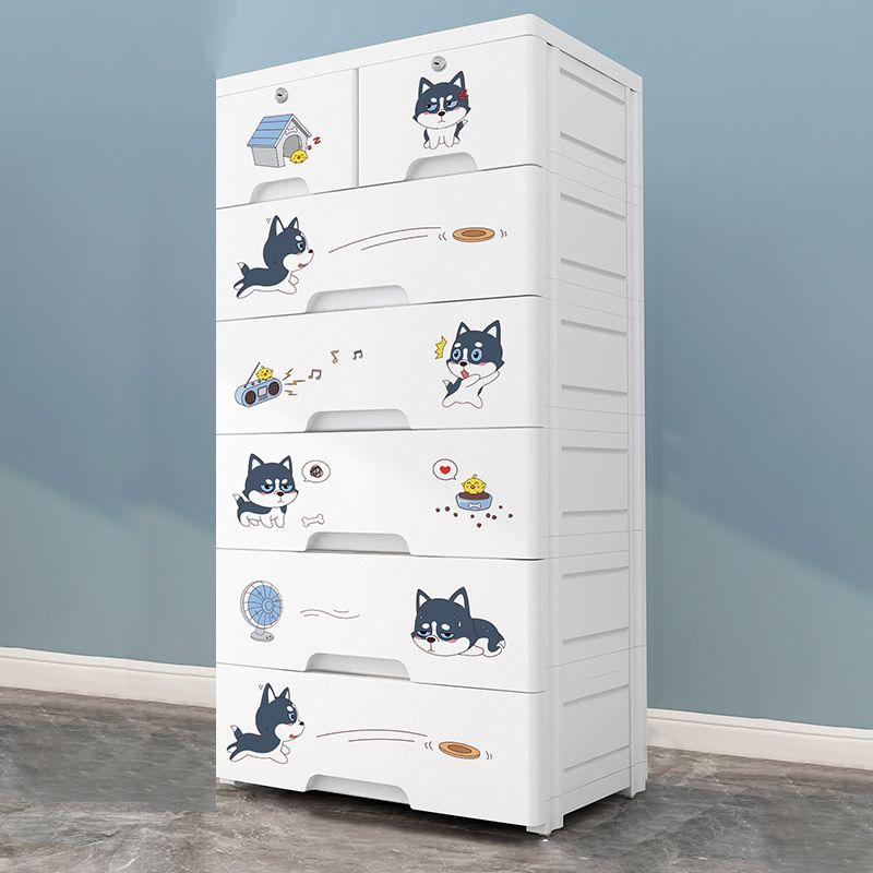 Contemporary Wardrobe White Color Plastic Wardrobe Closet with Drawers