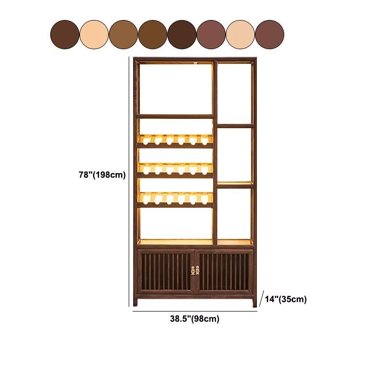 Mid-Century Modern Wine Racks Floor Solid Wood Wine Holder with Shelf