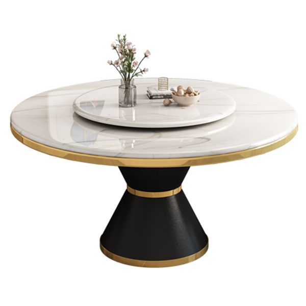 Round Modern Style Sintered Stone Dining Table Furniture with Metallic Base