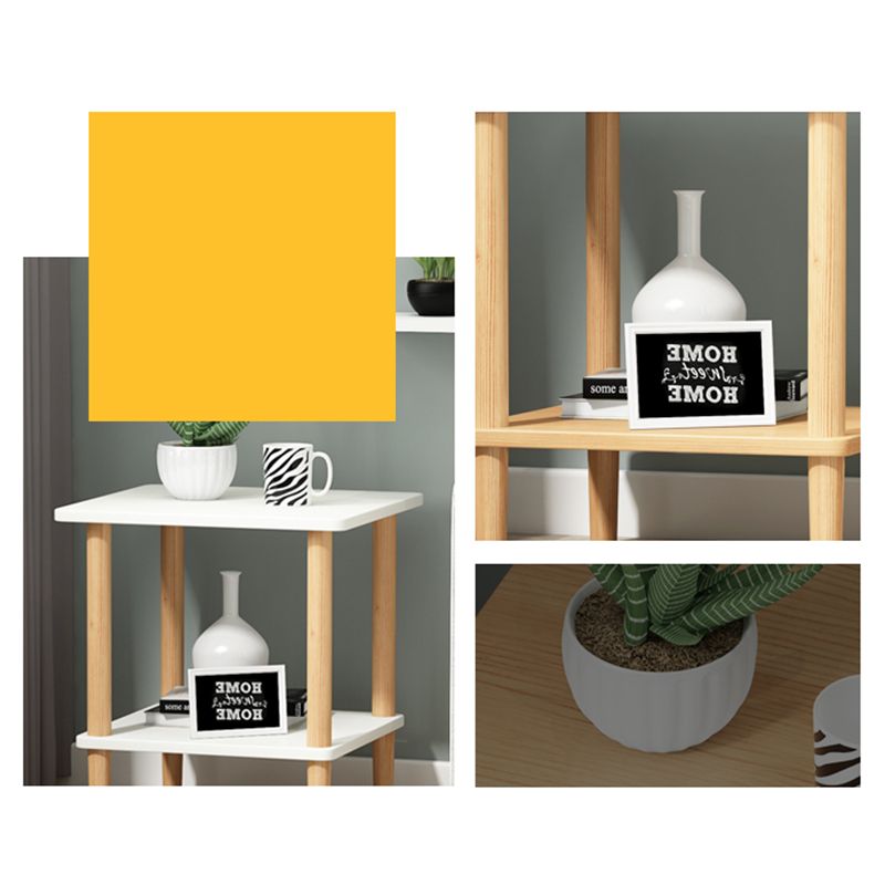 Modern Wood End Slide Table 2-Tier Corner Table with Storage