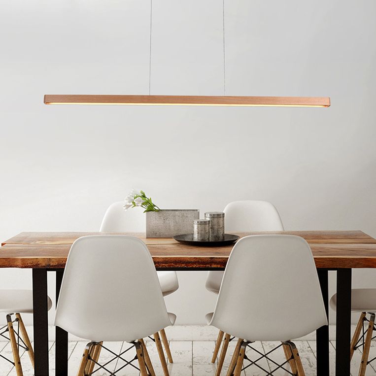 Linear Island Lighting Wood Contemporary Simplicity Pendant Lighting Fixtures for Restaurant