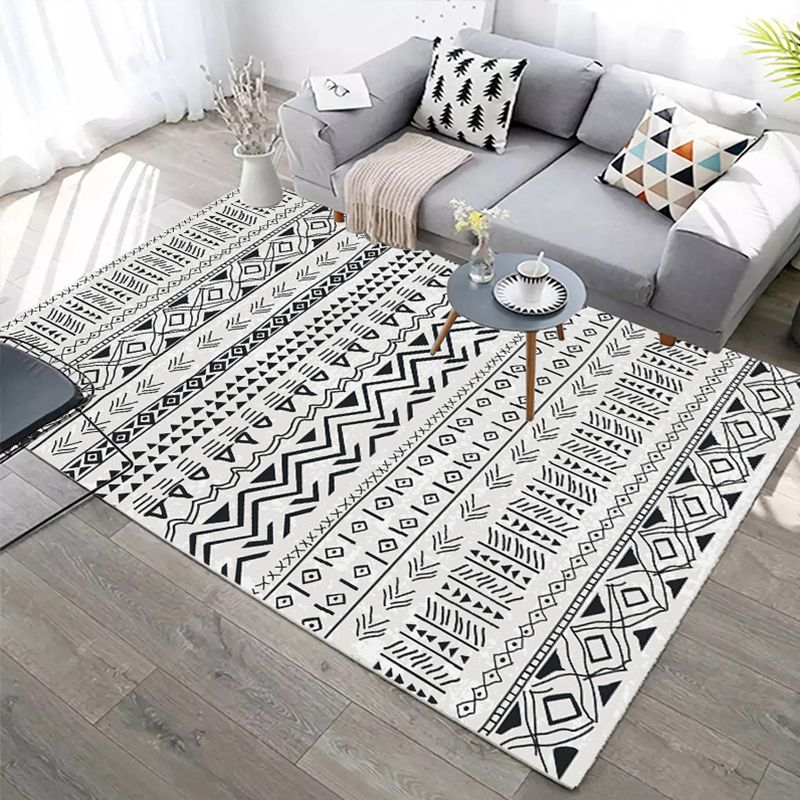 Trendy Living Room Rug Multi Colored Geometric Printed Area Rug Polypropylene Non-Slip Stain-Resistant Rug