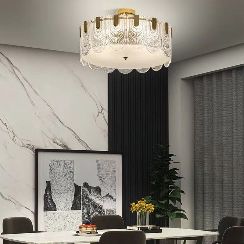 Modern Glass Ceiling Lamp Minimalist Flush Mount Light Fixture for Bedroom