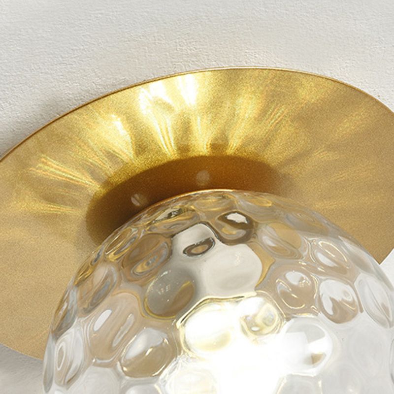 Traditional Globe Bath Sconce Iron & Glass Bathroom Vanity Lighting in Black / Gold