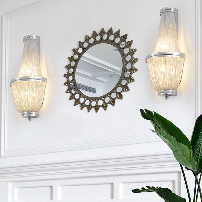 Empire Chandelier Applexion Éclairage en aluminium moderne 2 lumières Lampe murale en café / argent pour le chevet