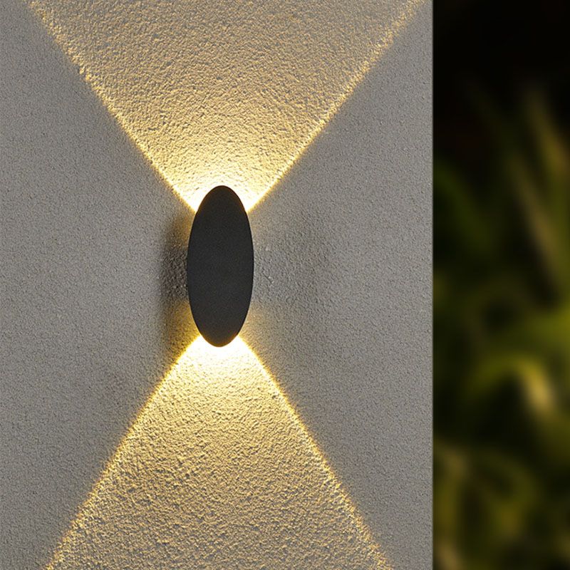 Oval 2-Light LED Wall Lamp in Modern Simplicity Aluminium Waterproof Spotlight for Exterior Spaces