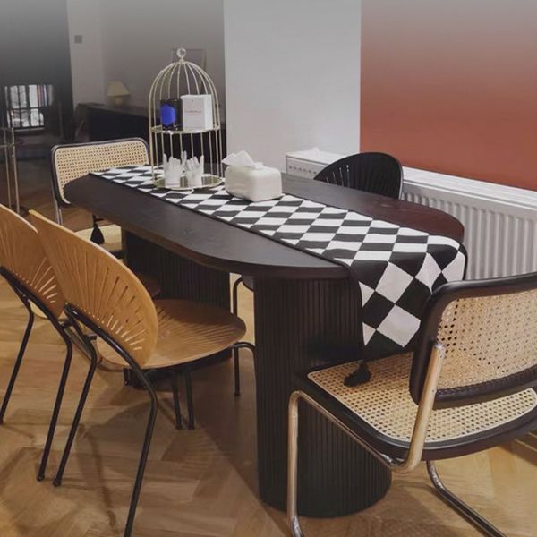 Oval Dining Table Contemporary Dining Table with Sled Base in Black