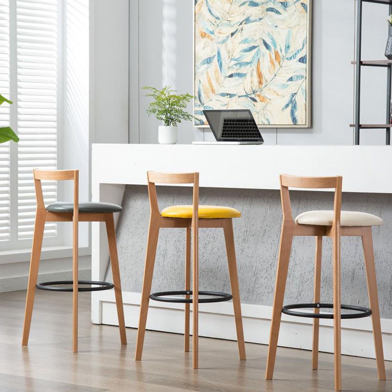 Contemporary Wood Kitchen Dining Room Armless Stool Low Back Bar Stool