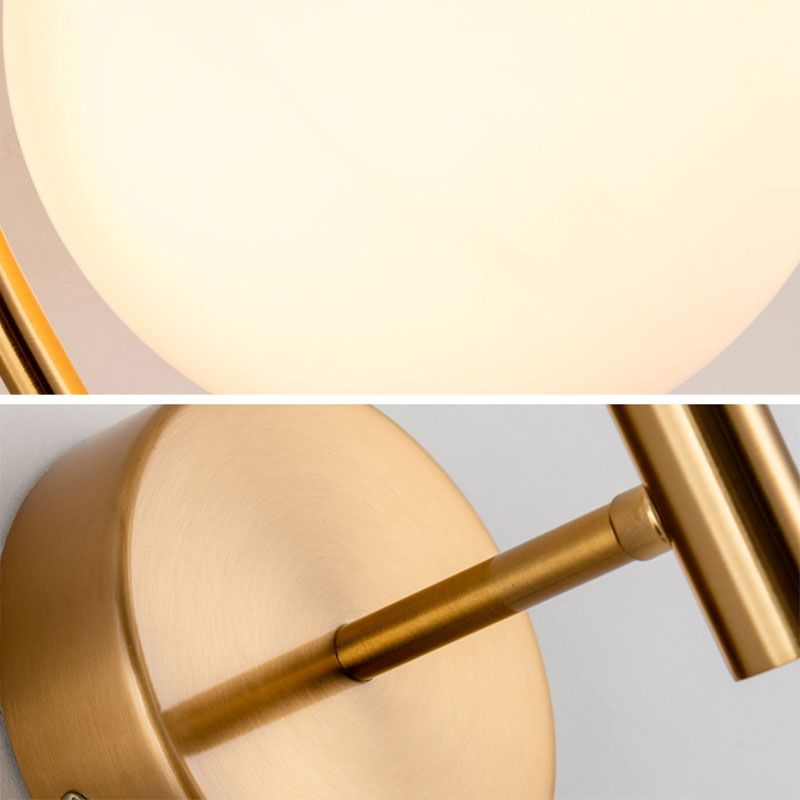 Globe Glass Wall Sconce in Modern Simplicity Wrought Iron Wall Lamp for Interior Spaces