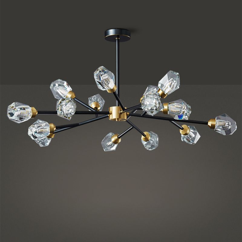 Moderne stijl sputnik kroonluchter verlichting kristal kroonluchter in zwart