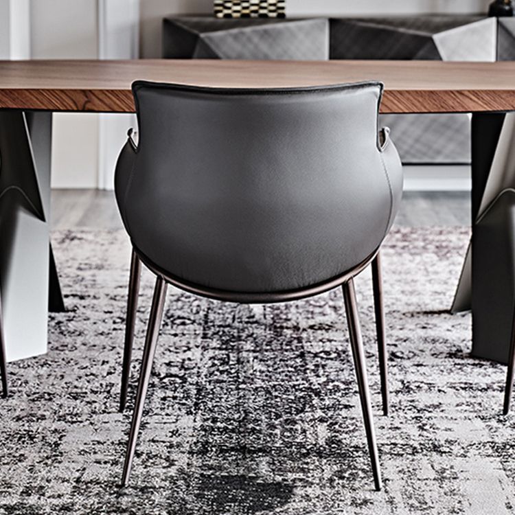 Industrial Arm Chair Metal Solid Back Dining Room Chair for Dining Room