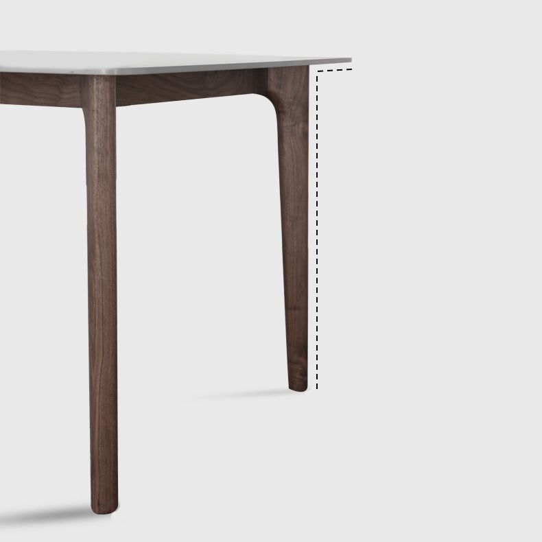 Stone Dining Table Mid-Century Modern Dining Table with 4 Legs in Brown