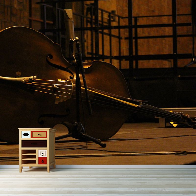 Minimalism Style Guitar Musical Instrument Wall Mural for Playroom, Water Resistant