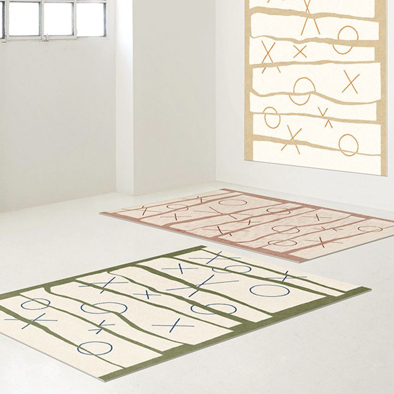 Green Modern Rug Polyester Abstract Pattern Rug Washable Rug for Living Room