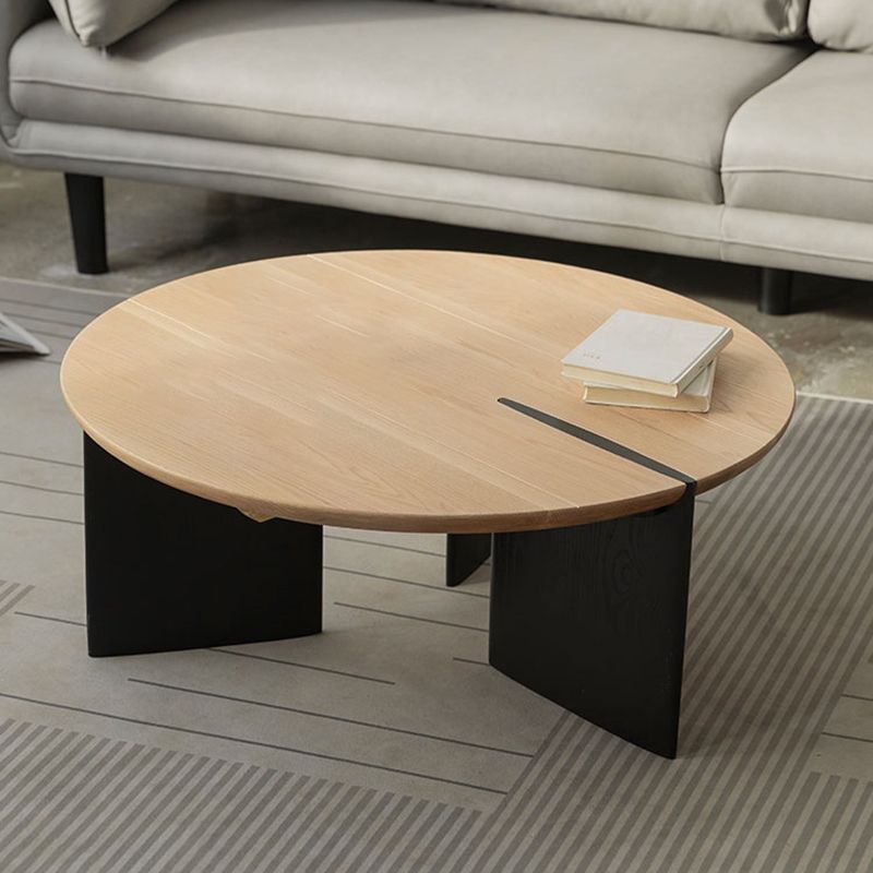Contemporary Style Coffee Table Solid Wood Round Cocktail Table