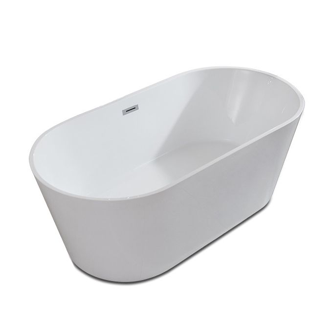 Contemporary Freestanding Acrylic-Fiberglass Bathtub White Oval Soaking Bath Tub