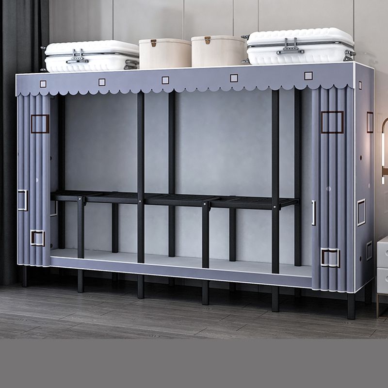 Contemporary Wardrobe Armoire with Shelves Steel Wardrobe Cabinet