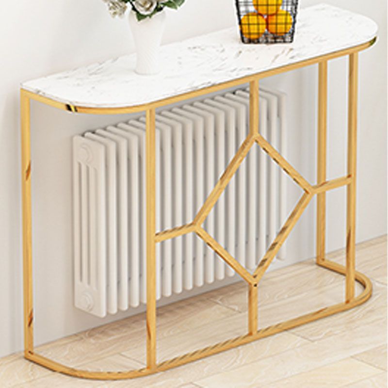 12" W Glam Marble Console Table Half Moon Abstract Accent Table for Hall