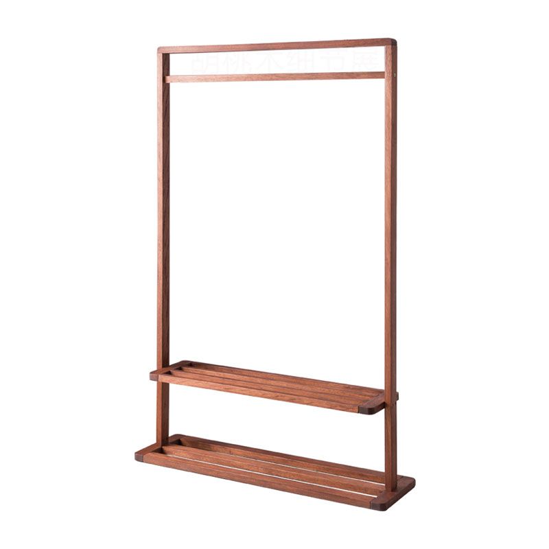 Contemporary Style Coat Hanger Solid Walnut Shelve Design Coat Rack for Living Room