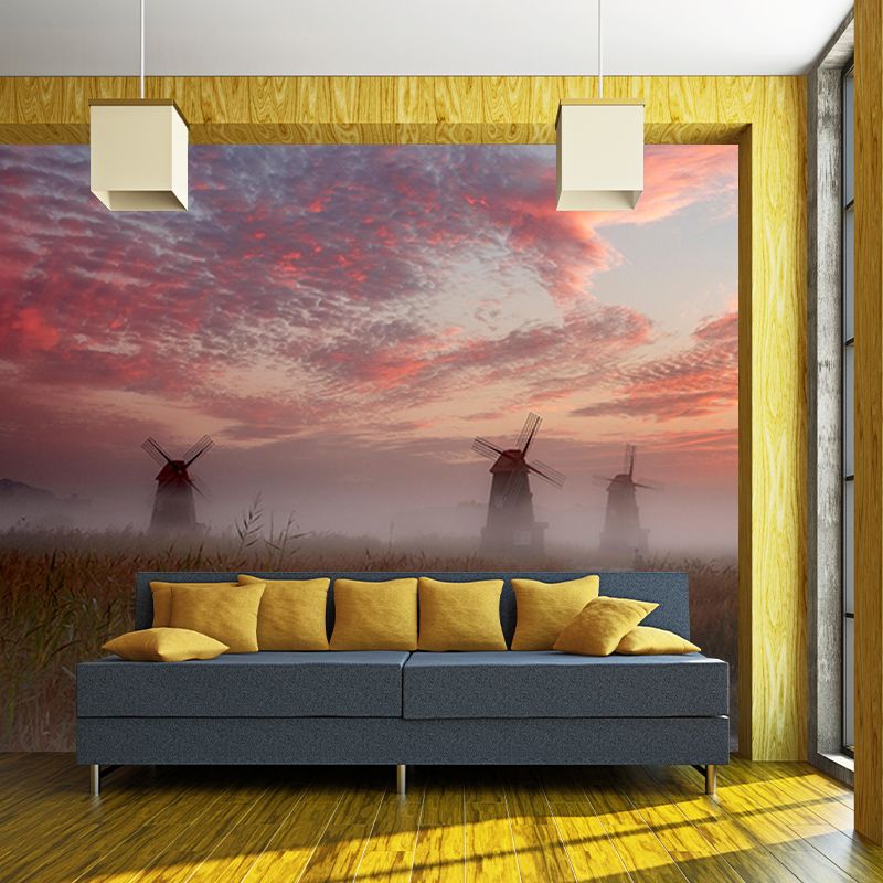 Windmill Photography Wall Mural Wallpaper Eco-friendly for Sitting Room