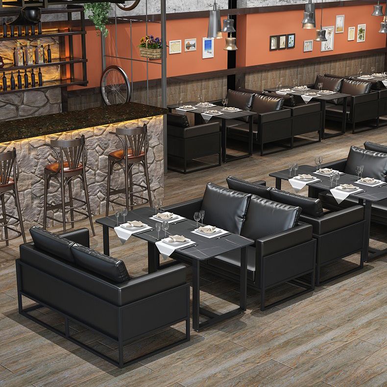 Stone Double Pedestal Table Industrial Style Dining Table for Dinner Kitchen Home