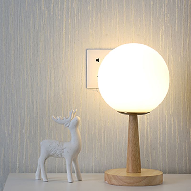 Nordic Style Table Lamp Brown Spherical Table Lamp with Glass for Study Room