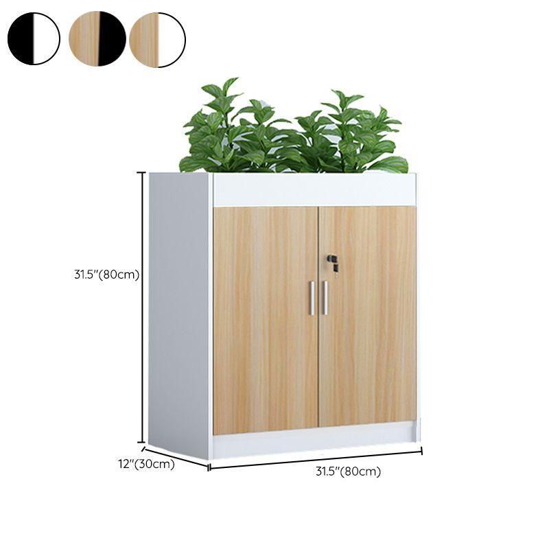 Contemporary File Cabinet Wood Frame Key Lock Lateral File Cabinet for Office