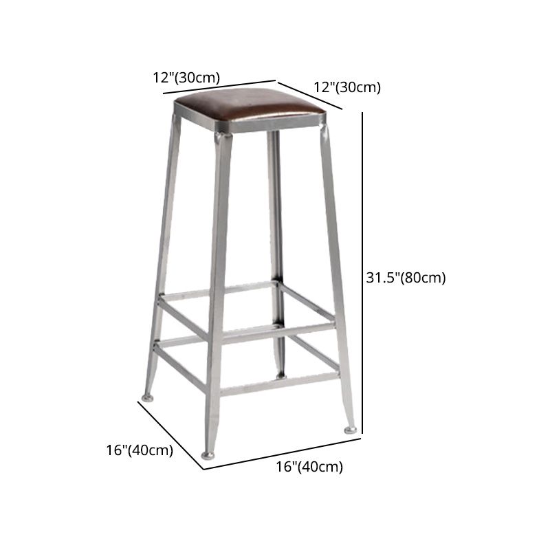 Industrial Coffee Shop Footrest Stools Silver Iron Bar Stool