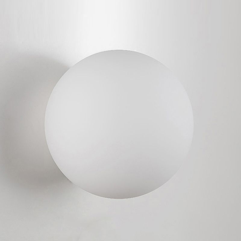 Plafonnier encastré sphérique contemporain en verre blanc à 1 lumière pour chambre à coucher