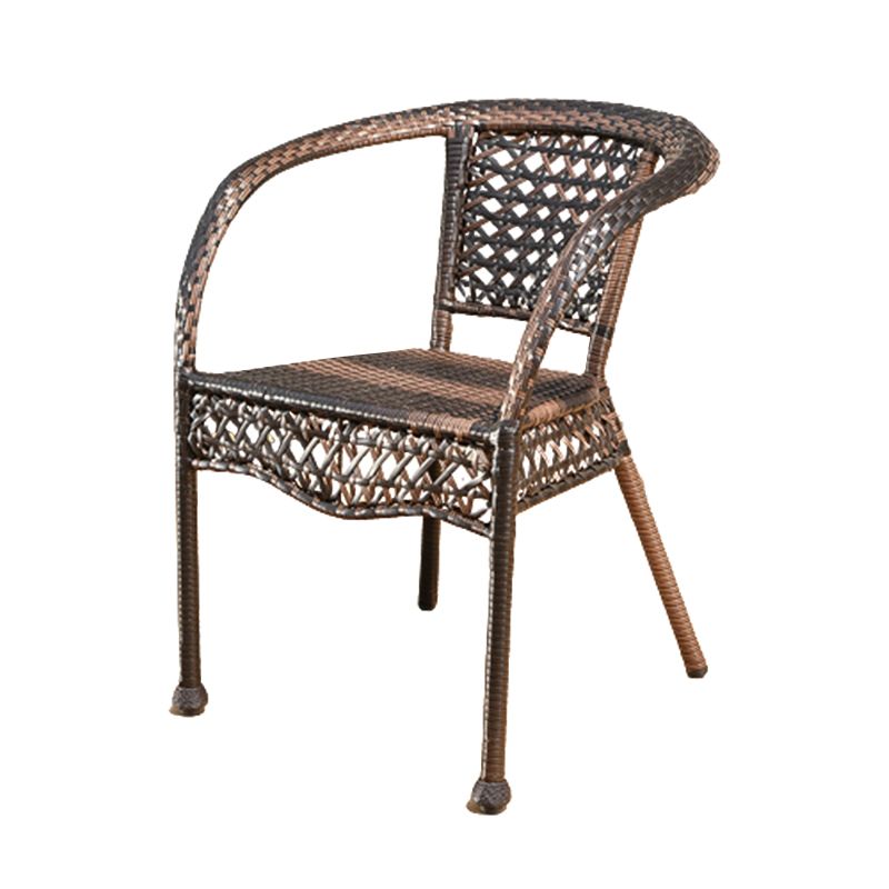21" Wide Tropical Dining Side Chair Rattan Brown Outdoor Chair