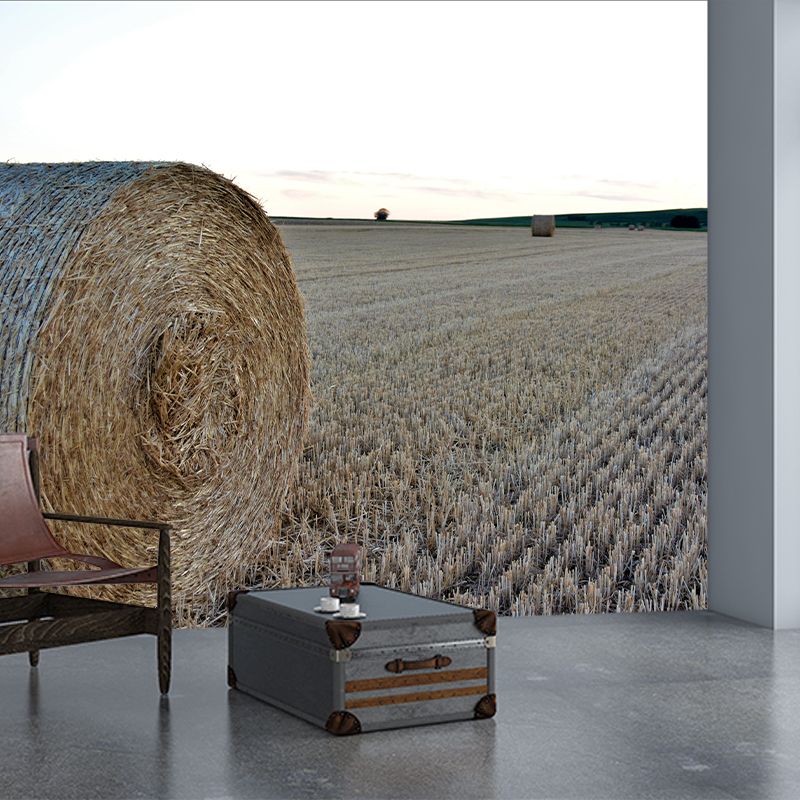 Customized Straw Bales Mural Environment Friendly Wallpaper for Fireplace