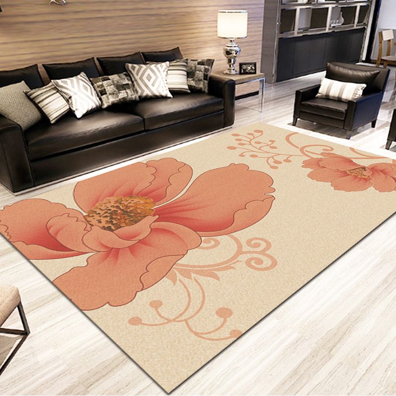 Hedendaags gebied Rug Minimalistisch bloemenprint Rug Polyester Wasbaar tapijt met niet-slipachter